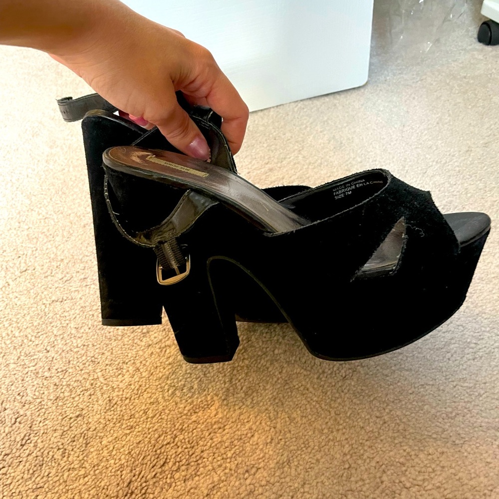 Urban outfitters black suede platform heel